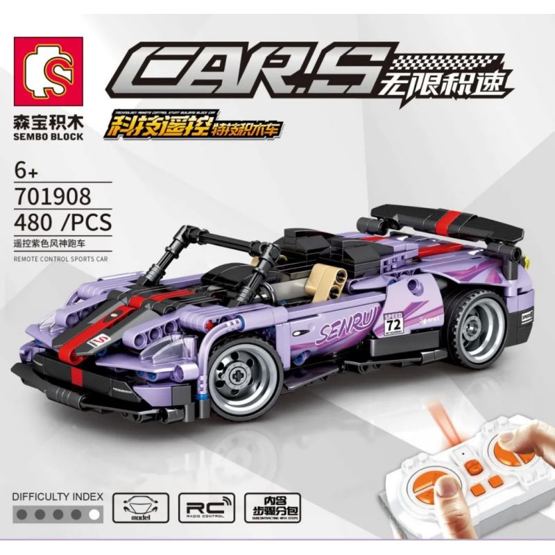 SEMBO 701908 non  ĐIỀU KHIỂN TỪ XA CÔNG NGHỆ XE THỂ THAO FENGSHEN MÀU TÍM ĐÓNG THẾ bộ đồ chơi xếp lắp ráp ghép mô hình  CARS REMOTE CONTROL SPORTS Kỹ Thuật Công Nghệ Cao Mô Hình Phương Tiện 480 khối