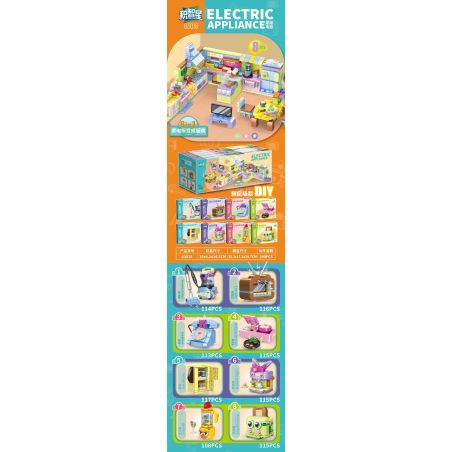 JI ZHIXING 83018 non  ĐỒ GIA DỤNG 8 MẪU bộ đồ chơi xếp lắp ráp ghép mô hình Creator ELECTRIC APPLIANCE Sáng Tạo 913 khối