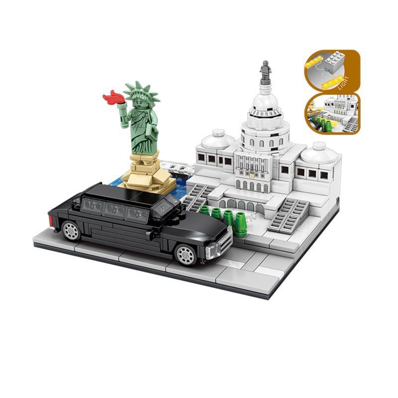 SHENG YUAN SY 5022 non Lego CAPITOL NỮ THẦN MIỄN PHÍ VÀ KHÁCH WOODGUI bộ đồ chơi xếp lắp ráp ghép mô hình Creator Q SCENE CAR HOUSE OF PARLIAMENT & LIBERTY WOOD STATE GUEST Sáng Tạo 338 khối