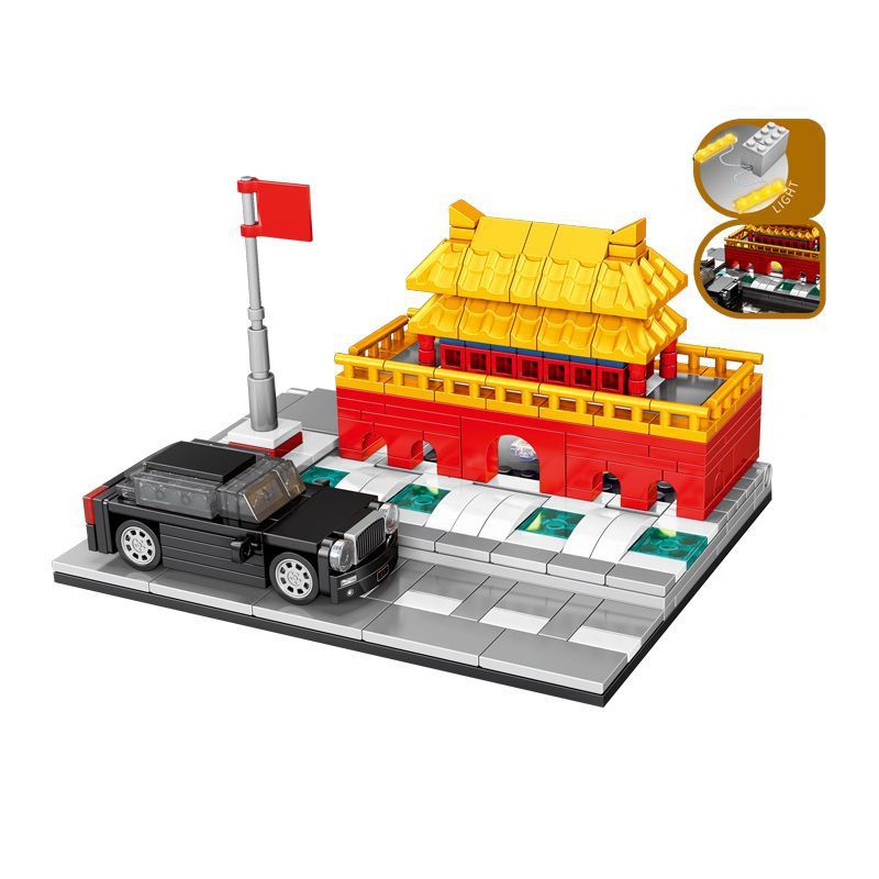 SHENG YUAN SY 5021 non Lego TIANANAN VÀ CỜ ĐỎ L5 SEDAN bộ đồ chơi xếp lắp ráp ghép mô hình Creator Q SCENE CAR TIANANMEN & RED FLAG L5 Sáng Tạo 310 khối