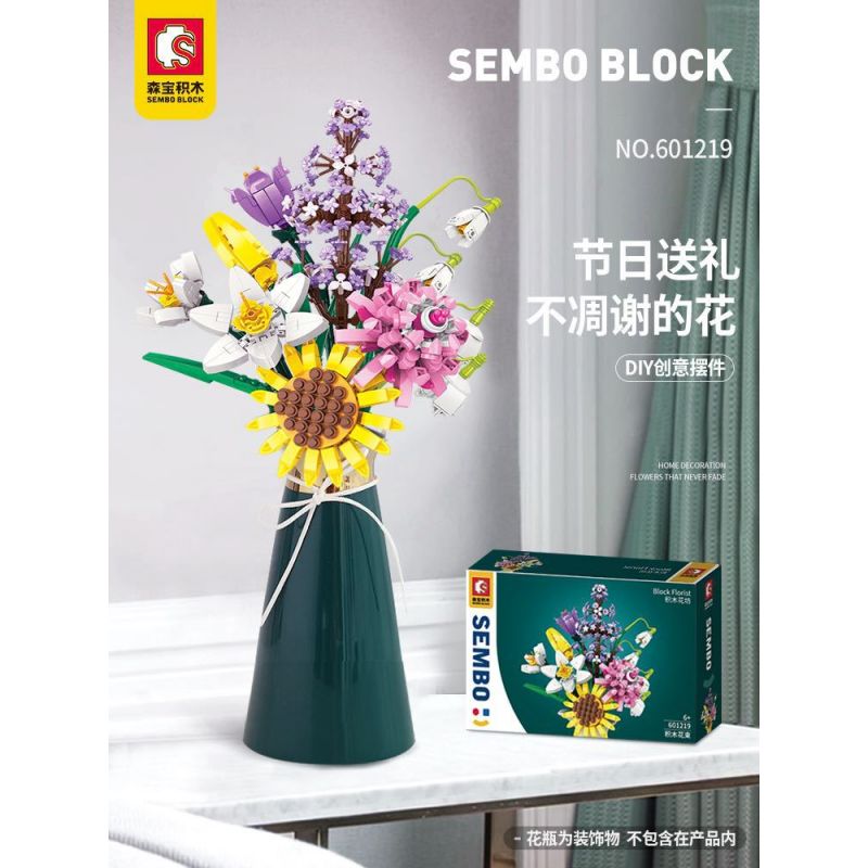 SEMBO 601219 non  BÓ HOA bộ đồ chơi xếp lắp ráp ghép mô hình Flowers BLOCK FLORIST