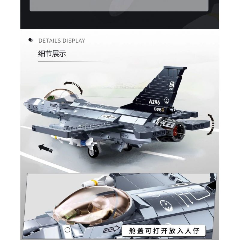 SLUBAN M38-B0891 B0891 0891 M38B0891 38-B0891 non  MÁY BAY CHIẾN ĐẤU LOẠI F-16C 1:44 tỷ lệ 1:44 bộ đồ chơi xếp lắp ráp ghép mô hình Military Army F-16C FALCON Quân Sự Bộ Đội 521 khối