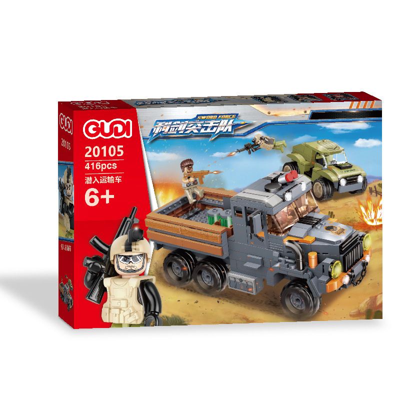 GUDI 20105 non  THÂM NHẬP VÀO NGƯỜI VẬN CHUYỂN bộ đồ chơi xếp lắp ráp ghép mô hình SWORD FORCE 416 khối