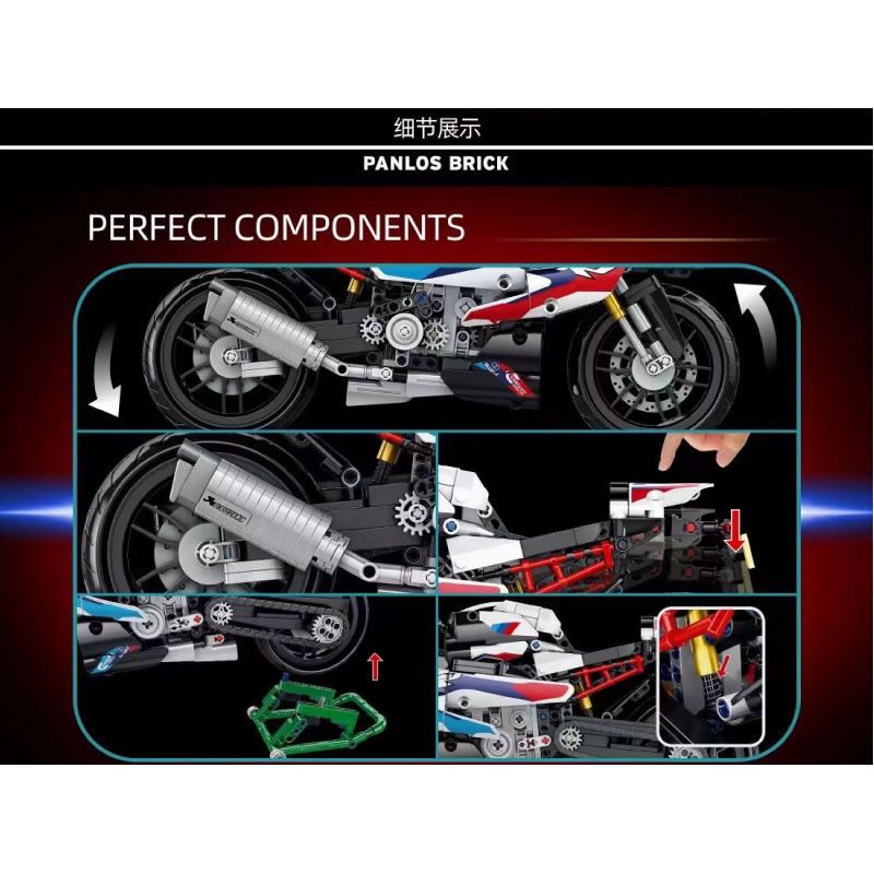PanlosBrick 672004 Panlos Brick 672004 non  BMW M1000RR bộ đồ chơi xếp lắp ráp ghép mô hình  BMW 1000 RR Kỹ Thuật Công Nghệ Cao Mô Hình Phương Tiện 912 khối