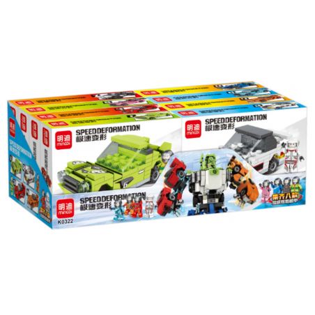 MINGDI LEIBAO K0322 0322 non  BIẾN HÌNH CỰC NHANH MECHA 8 COMBO NGẦU bộ đồ chơi xếp lắp ráp ghép mô hình Racers SPEED DEFORMATION Đua Tốc Độ 1002 khối