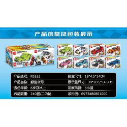 MINGDI LEIBAO K0322 0322 non  BIẾN HÌNH CỰC NHANH MECHA 8 COMBO NGẦU bộ đồ chơi xếp lắp ráp ghép mô hình Racers SPEED DEFORMATION Đua Tốc Độ 1002 khối