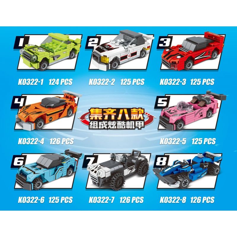 MINGDI LEIBAO K0322 0322 non  BIẾN HÌNH CỰC NHANH MECHA 8 COMBO NGẦU bộ đồ chơi xếp lắp ráp ghép mô hình Racers SPEED DEFORMATION Đua Tốc Độ 1002 khối