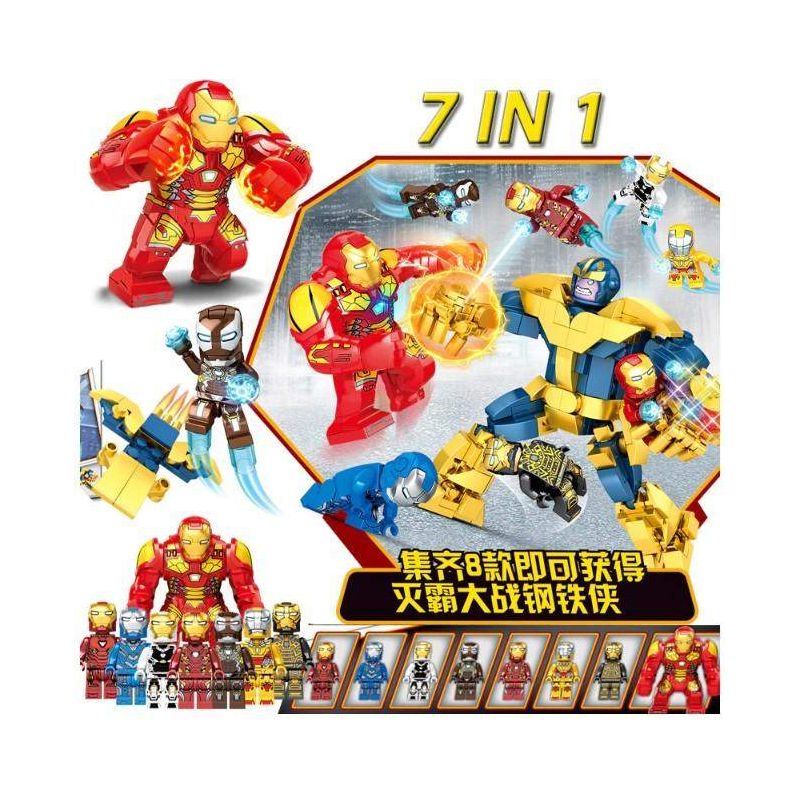 DUO LE PIN DLP9093 9093 non Lego BATTLE-FIGHTING MAN 8 bộ đồ chơi xếp lắp ráp ghép mô hình Marvel Super Heroes Siêu Anh Hùng Marvel