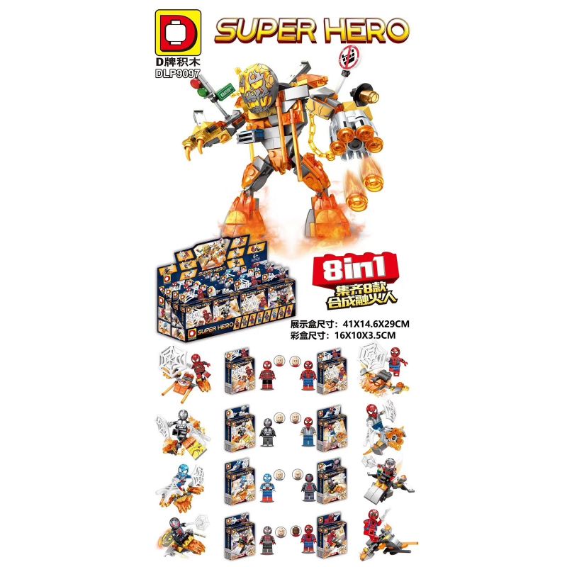 DUO LE PIN DLP9097 9097 non Lego NGƯỜI NHỆN 8 bộ đồ chơi xếp lắp ráp ghép mô hình Marvel Super Heroes Siêu Anh Hùng Marvel