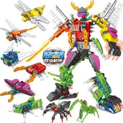 MINGDI LEIBAO K0373 0373 non  CÔN TRÙNG TẤN CÔNG 8 TỔ HỢP VE SẦU BƯỚM ĐÊM CHUỒN ONG BỌ NGỰA CÁNH CỨNG CHÂU CHẤU NHỆN bộ đồ chơi xếp lắp ráp ghép mô hình INSECT ASSAULT 456 khối