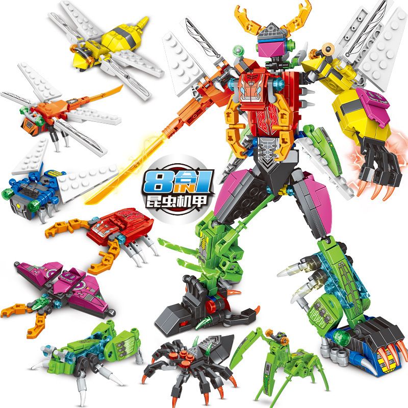 MINGDI LEIBAO K0373 0373 non  CÔN TRÙNG TẤN CÔNG 8 TỔ HỢP VE SẦU BƯỚM ĐÊM CHUỒN ONG BỌ NGỰA CÁNH CỨNG CHÂU CHẤU NHỆN bộ đồ chơi xếp lắp ráp ghép mô hình INSECT ASSAULT 456 khối