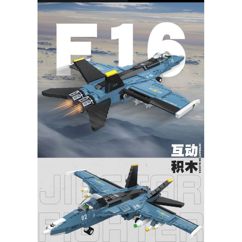 JIESTAR 61029 non  MÁY BAY CHIẾN ĐẤU F-16 bộ đồ chơi xếp lắp ráp ghép mô hình Military Army F16 Quân Sự Bộ Đội 753 khối
