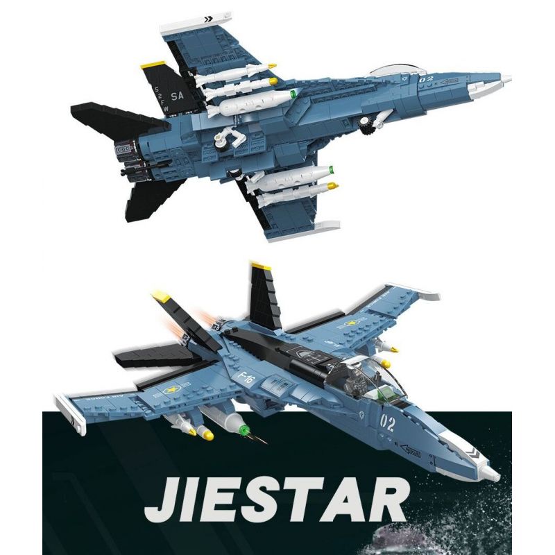 JIESTAR 61029 non  MÁY BAY CHIẾN ĐẤU F-16 bộ đồ chơi xếp lắp ráp ghép mô hình Military Army F16 Quân Sự Bộ Đội 753 khối