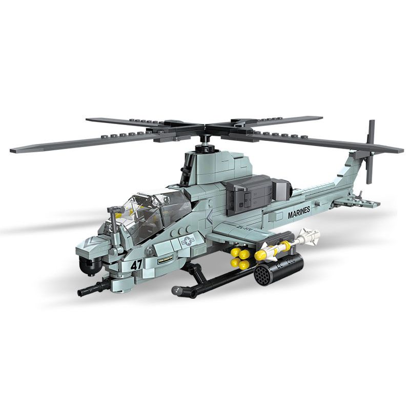 JIESTAR 61028 non Lego MÁY BAY TRỰC THĂNG VIPER bộ đồ chơi xếp lắp ráp ghép mô hình Military Army AH-1Z VIPER Quân Sự Bộ Đội 597 khối