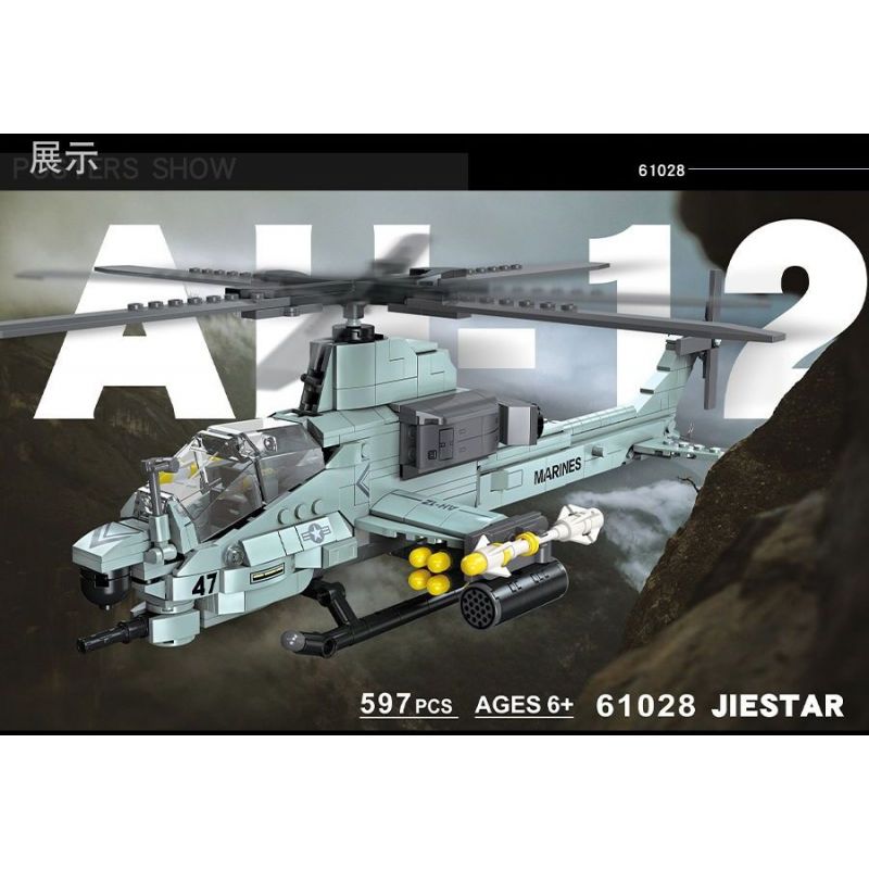 JIESTAR 61028 non  MÁY BAY TRỰC THĂNG VIPER bộ đồ chơi xếp lắp ráp ghép mô hình Military Army AH-1Z VIPER Quân Sự Bộ Đội 597 khối