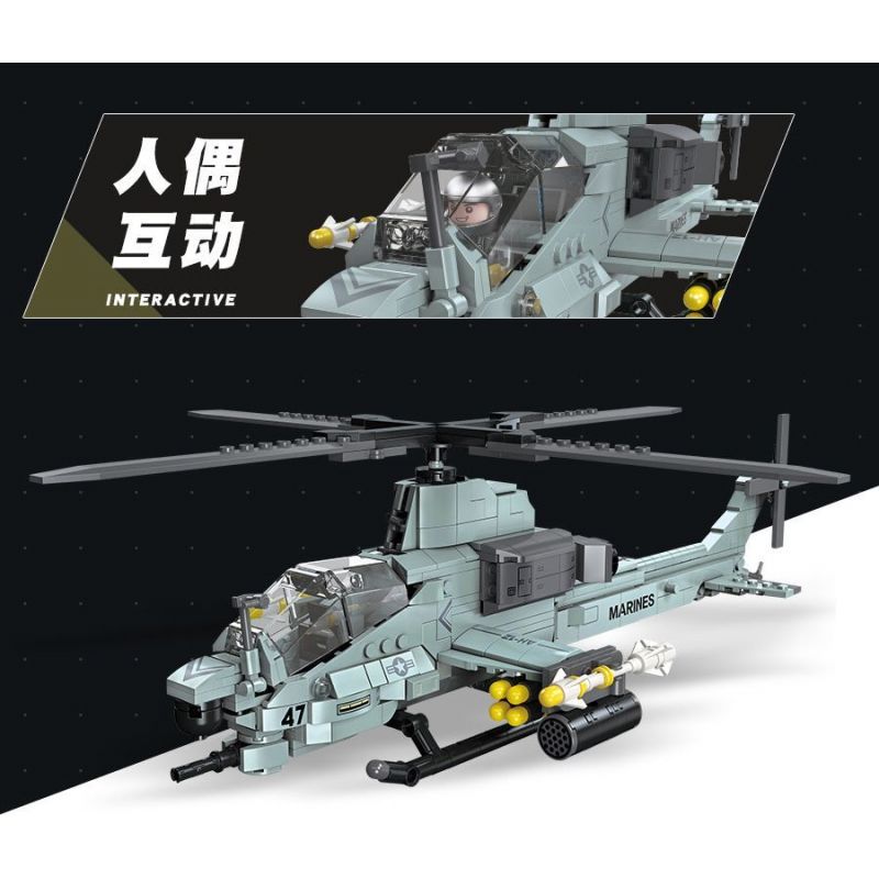 JIESTAR 61028 non  MÁY BAY TRỰC THĂNG VIPER bộ đồ chơi xếp lắp ráp ghép mô hình Military Army AH-1Z VIPER Quân Sự Bộ Đội 597 khối