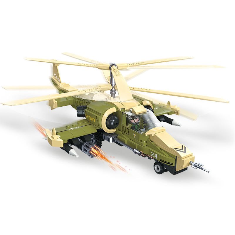 JIESTAR 61027 non Lego TRỰC THĂNG VŨ TRANG KA-50 bộ đồ chơi xếp lắp ráp ghép mô hình Military Army KA50 Quân Sự Bộ Đội 356 khối