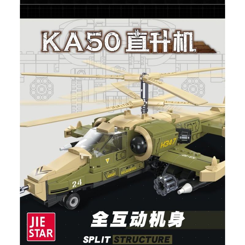 JIESTAR 61027 non  TRỰC THĂNG VŨ TRANG KA-50 bộ đồ chơi xếp lắp ráp ghép mô hình Military Army KA50 Quân Sự Bộ Đội 356 khối