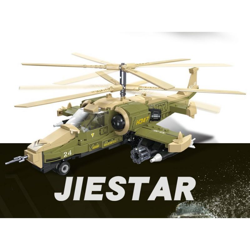 JIESTAR 61027 non  TRỰC THĂNG VŨ TRANG KA-50 bộ đồ chơi xếp lắp ráp ghép mô hình Military Army KA50 Quân Sự Bộ Đội 356 khối