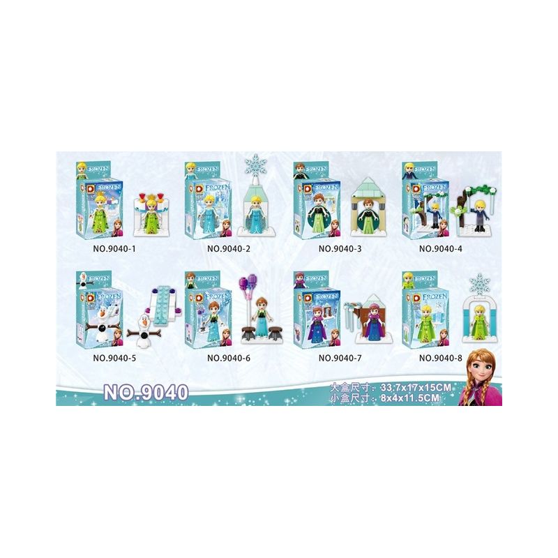 DUO LE PIN DLP9040 9040 non Lego BĂNG VÀ TUYẾT 8 MÔ HÌNH bộ đồ chơi xếp lắp ráp ghép mô hình Frozen Nữ Hoàng Băng Giá