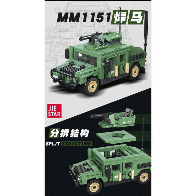 JIESTAR 61026 non  HUMVEE M1151 bộ đồ chơi xếp lắp ráp ghép mô hình Military Army Quân Sự Bộ Đội 357 khối