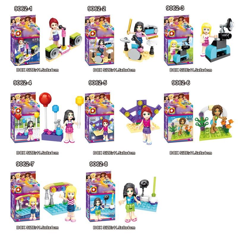 DUO LE PIN DLP9062 9062 non Lego NGƯỜI BẠN TỐT SERIES 8 bộ đồ chơi xếp lắp ráp ghép mô hình Friends Các Bạn Gái