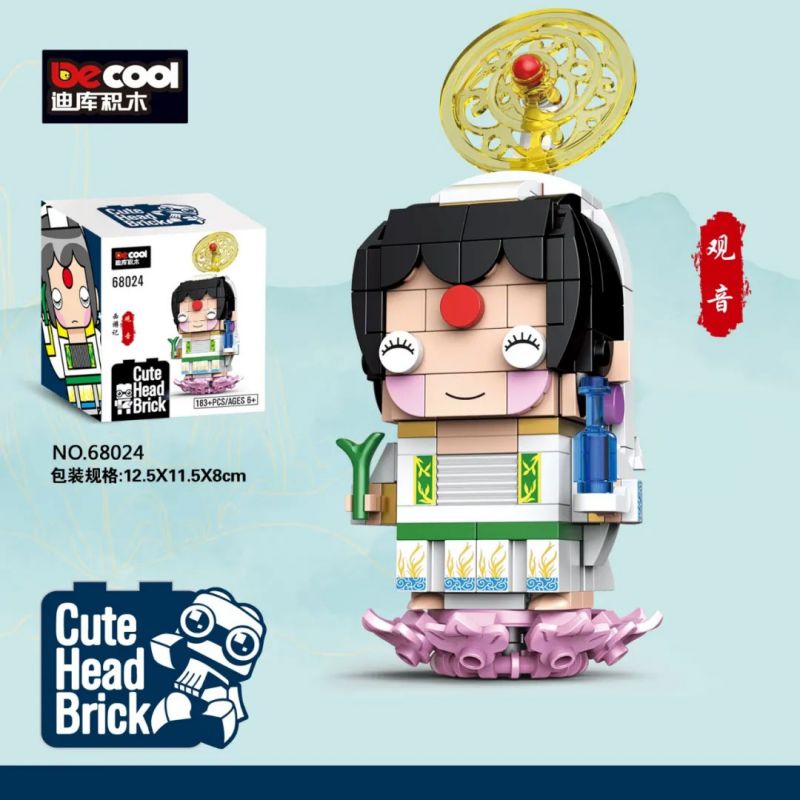 Decool 68024 68025 68026 68027 Jisi 68024 68025 68026 68027 non Lego 4 GUANYIN NIU DEYAN NHƯ PHẬT CÔNG CHÚA TIEMARK bộ đồ chơi xếp lắp ráp ghép mô hình Brickheadz CUTE HEAD BRICK Nhân Vật Đầu To 695 khối