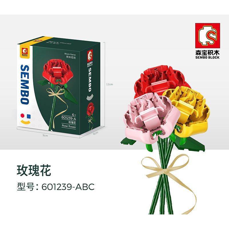 SEMBO 601239-B 601239-C 601239-A non Lego HOA HỒNG bộ đồ chơi xếp lắp ráp ghép mô hình Flowers BLOCK FLORIST ROSE FLOWER