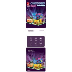 JUHANG TECHNOLOGY 86016 non  THANH CHỨA bộ đồ chơi xếp lắp ráp ghép mô hình Modular Buildings CONTAINER BAR Mô Hình Nhà Cửa 1489 khối