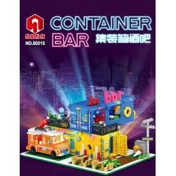 JUHANG TECHNOLOGY 86016 non  THANH CHỨA bộ đồ chơi xếp lắp ráp ghép mô hình Modular Buildings CONTAINER BAR Mô Hình Nhà Cửa 1489 khối