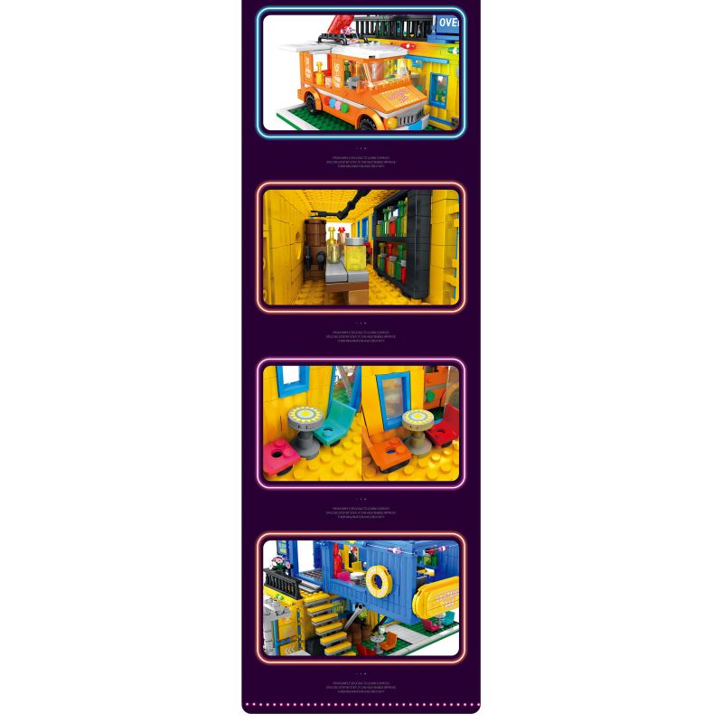 JUHANG TECHNOLOGY 86016 non  THANH CHỨA bộ đồ chơi xếp lắp ráp ghép mô hình Modular Buildings CONTAINER BAR Mô Hình Nhà Cửa 1489 khối