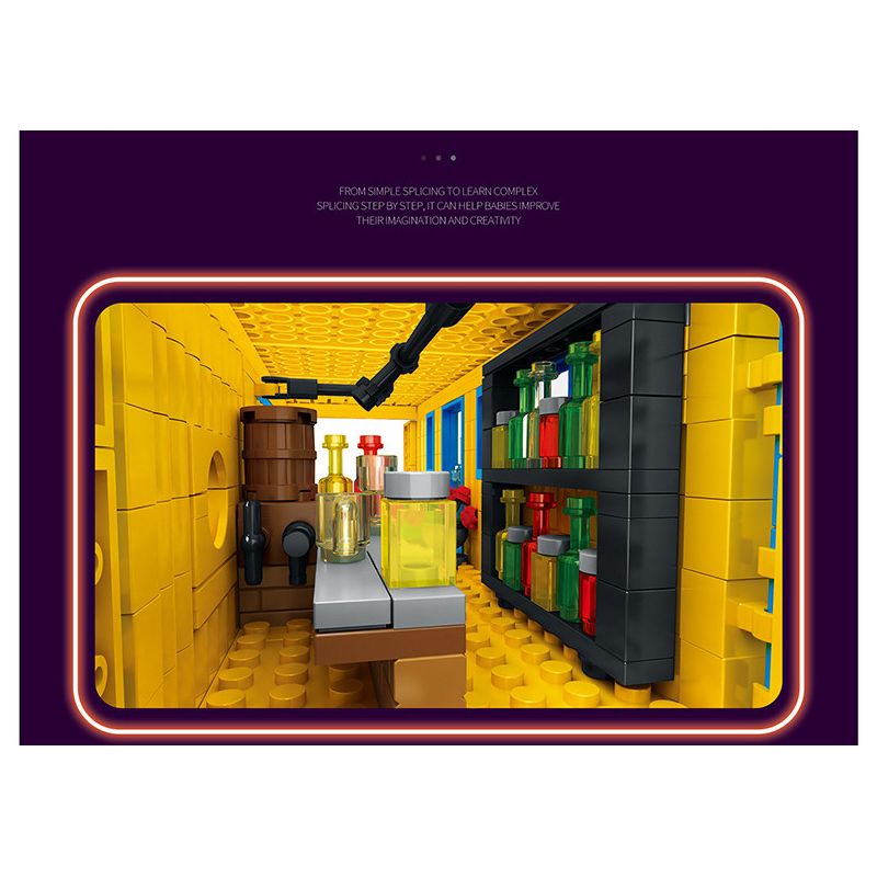 JUHANG TECHNOLOGY 86016 non  THANH CHỨA bộ đồ chơi xếp lắp ráp ghép mô hình Modular Buildings CONTAINER BAR Mô Hình Nhà Cửa 1489 khối