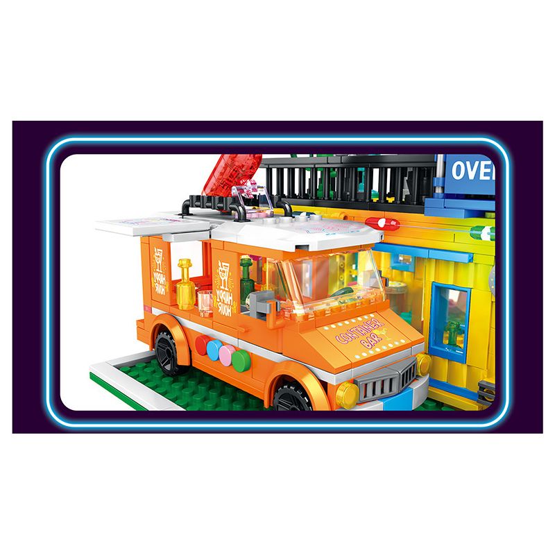 JUHANG TECHNOLOGY 86016 non  THANH CHỨA bộ đồ chơi xếp lắp ráp ghép mô hình Modular Buildings CONTAINER BAR Mô Hình Nhà Cửa 1489 khối