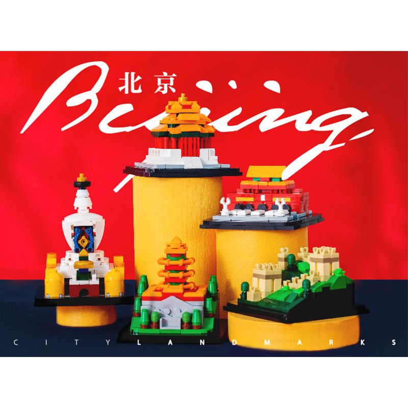 YEZAO BJ02 BJ03 BJ04 BJ05 BJ01 non Lego CHÀO BUỔI SÁNG BẮC KINH 5 WANLI GREAT WALL TIANANMEN CITY PHẬT CUNG ĐIỆN MÙA HÈ THÁP TRẮNG BIỂN bộ đồ chơi xếp lắp ráp ghép mô hình BEIJING