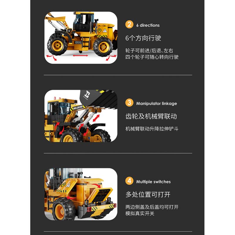 HAPPY BUILD SHINEYU XINYU YC-33002 33002 YC33002 non  CHIẾC XE ỦI bộ đồ chơi xếp lắp ráp ghép mô hình  BULLDOZER Kỹ Thuật Công Nghệ Cao Mô Hình Phương Tiện 653 khối