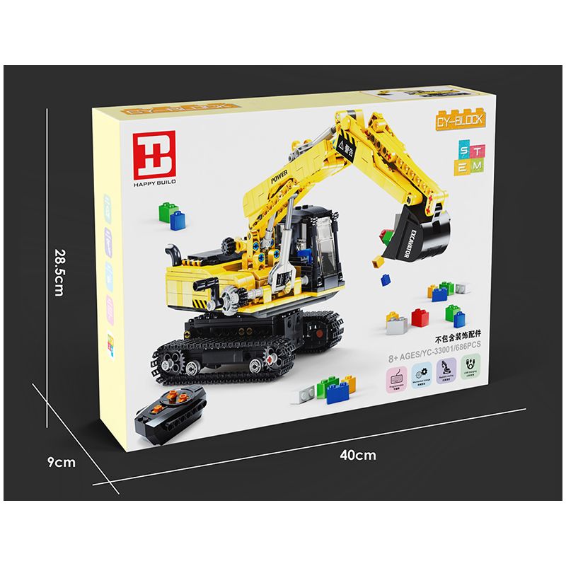 HAPPY BUILD SHINEYU XINYU YC-33001 33001 YC33001 non  MÁY XÚC bộ đồ chơi xếp lắp ráp ghép mô hình  Kỹ Thuật Công Nghệ Cao Mô Hình Phương Tiện 686 khối