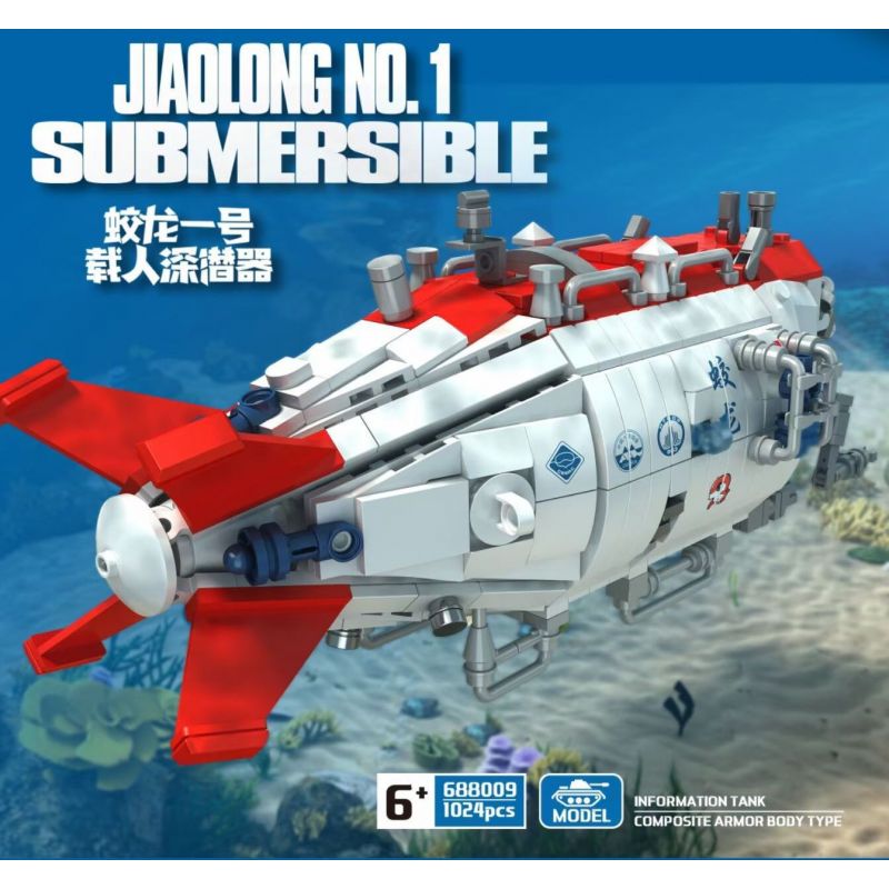 PanlosBrick 688009 Panlos Brick 688009 non  TÀU LẶN CÓ NGƯỜI LÁI GIAO LONG-1 bộ đồ chơi xếp lắp ráp ghép mô hình Creator Expert JIAOLONG NO.1 SUBMERSIBLE Chuyên Gia Sáng Tạo 1024 khối