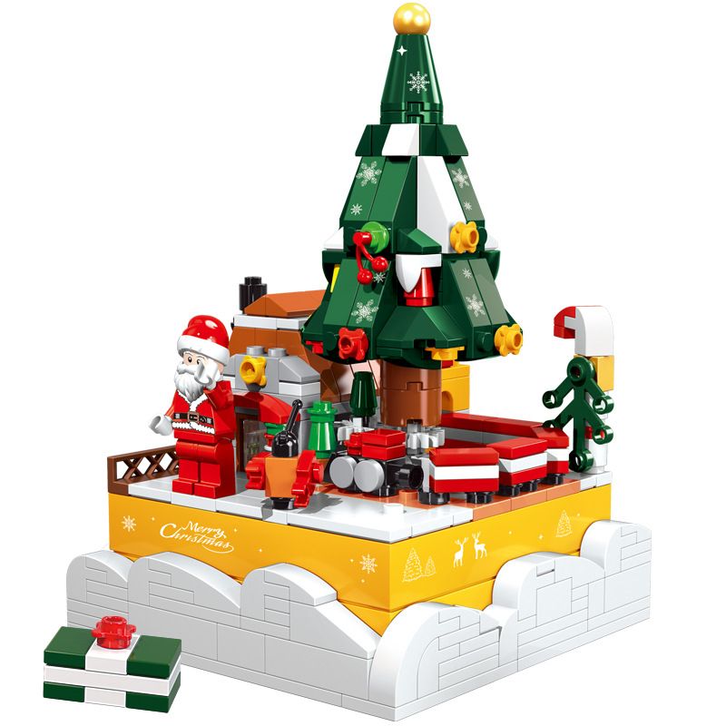 GAODAI 80001 non Lego HỘP NHẠC GIÁNG SINH bộ đồ chơi xếp lắp ráp ghép mô hình Christmas CHRISTMAS MUSICBOX 408 khối