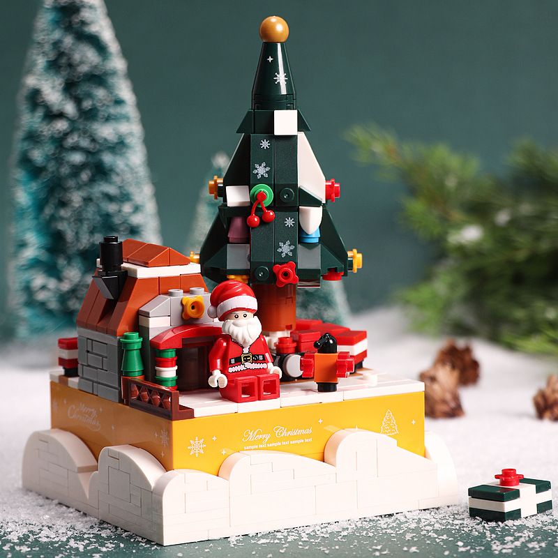 GAODAI 80001 non  HỘP NHẠC GIÁNG SINH bộ đồ chơi xếp lắp ráp ghép mô hình Christmas CHRISTMAS MUSICBOX 408 khối