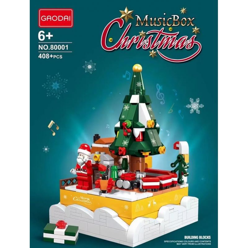 GAODAI 80001 non  HỘP NHẠC GIÁNG SINH bộ đồ chơi xếp lắp ráp ghép mô hình Christmas CHRISTMAS MUSICBOX 408 khối