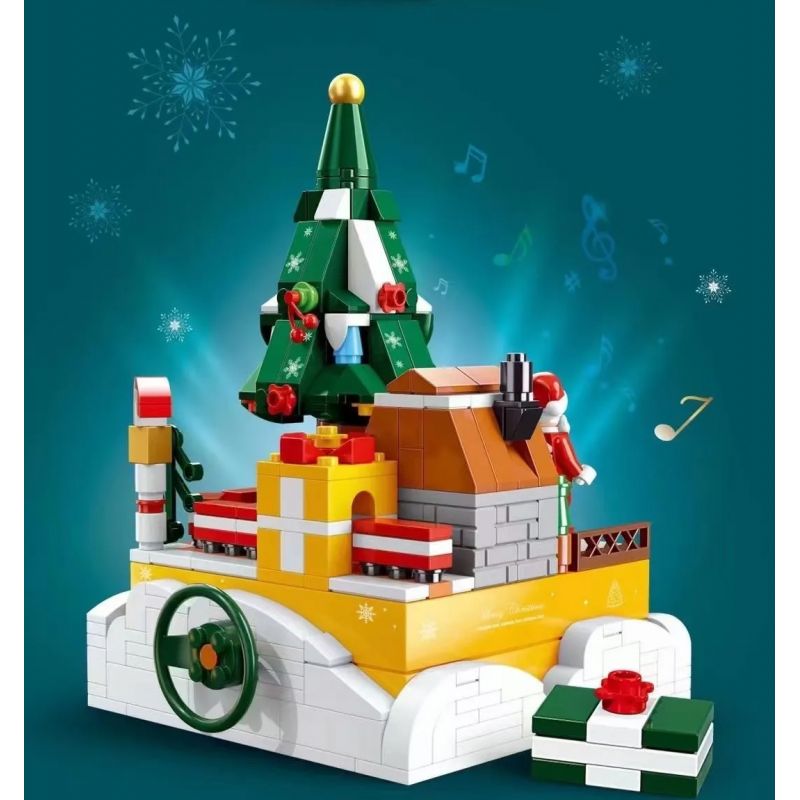 GAODAI 80001 non  HỘP NHẠC GIÁNG SINH bộ đồ chơi xếp lắp ráp ghép mô hình Christmas CHRISTMAS MUSICBOX 408 khối