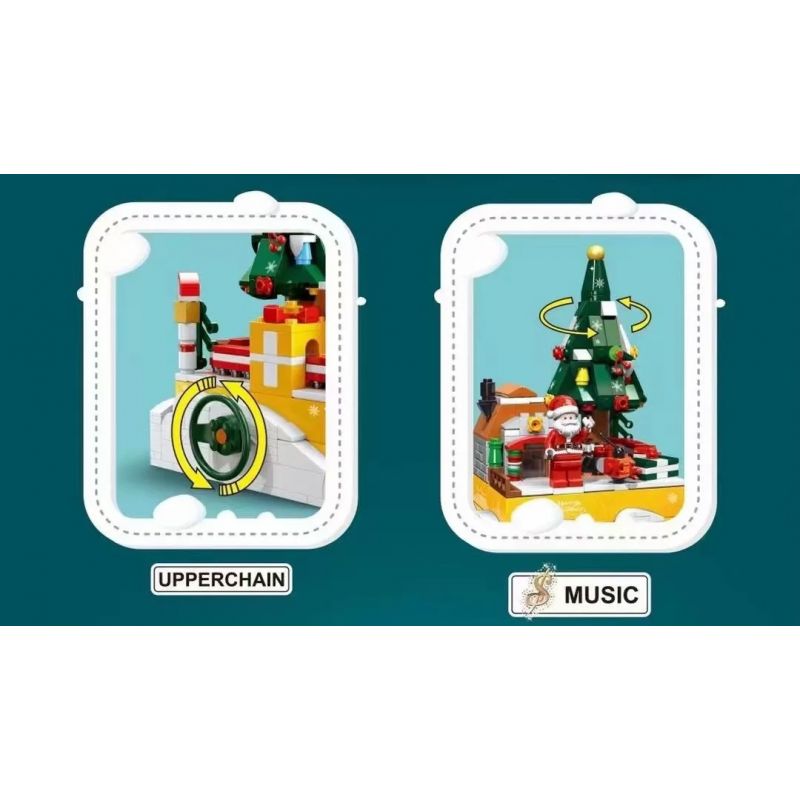 GAODAI 80001 non  HỘP NHẠC GIÁNG SINH bộ đồ chơi xếp lắp ráp ghép mô hình Christmas CHRISTMAS MUSICBOX 408 khối