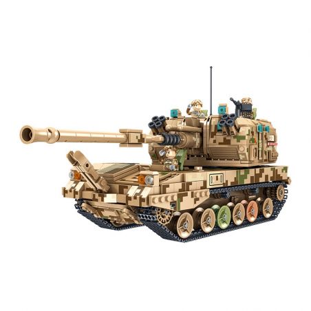 YOLOPARK 40020 non  PHÁO TỰ HÀNH 155 bộ đồ chơi xếp lắp ráp ghép mô hình Military Army BRICKS MAN 01 Quân Sự Bộ Đội 1648 khối