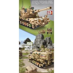 YOLOPARK 40020 non  PHÁO TỰ HÀNH 155 bộ đồ chơi xếp lắp ráp ghép mô hình Military Army BRICKS MAN 01 Quân Sự Bộ Đội 1648 khối