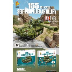PanlosBrick 688007 688008 Panlos Brick 688007 688008 non  PHÁO TỰ HÀNH 155 bộ đồ chơi xếp lắp ráp ghép mô hình Military Army 155 SELF-PROPELLED ARTILLERY Quân Sự Bộ Đội 1574 khối