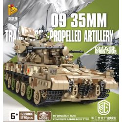 PanlosBrick 688006 Panlos Brick 688006 non  PHÁO PHÒNG KHÔNG TỰ HÀNH BÁNH XÍCH TYPE 09 35MM bộ đồ chơi xếp lắp ráp ghép mô hình Military Army 09 35MM TRACKED SELF-PROPELLED ARTILLERY Quân Sự Bộ Đội 1270 khối