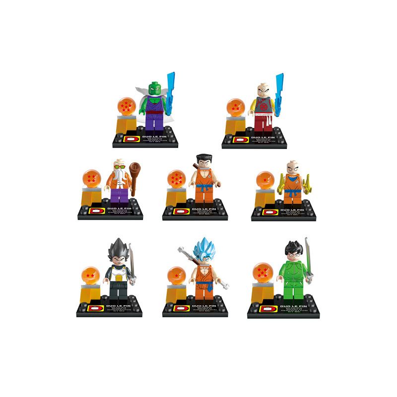 DUO LE PIN DLP9007 9007 non Lego BẢY QUẢ BÓNG RỒNG 8 bộ đồ chơi xếp lắp ráp ghép mô hình Brickheadz Nhân Vật Đầu To