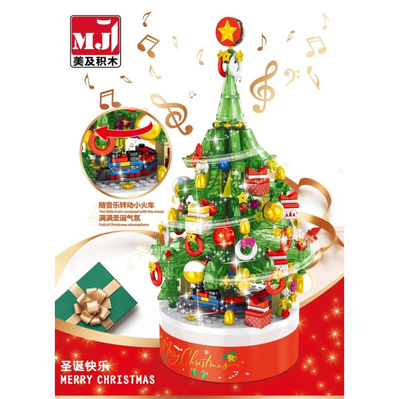 BEAUTY AND 23001 non Lego ĐÈN XOAY HỘP NHẠC CÂY THÔNG NOEL bộ đồ chơi xếp lắp ráp ghép mô hình Christmas Giáng Sinh 626 khối