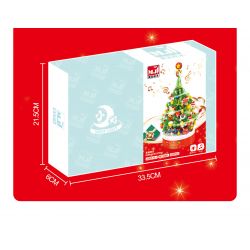 BEAUTY AND 23001 non  ĐÈN XOAY HỘP NHẠC CÂY THÔNG NOEL bộ đồ chơi xếp lắp ráp ghép mô hình Christmas Giáng Sinh 626 khối