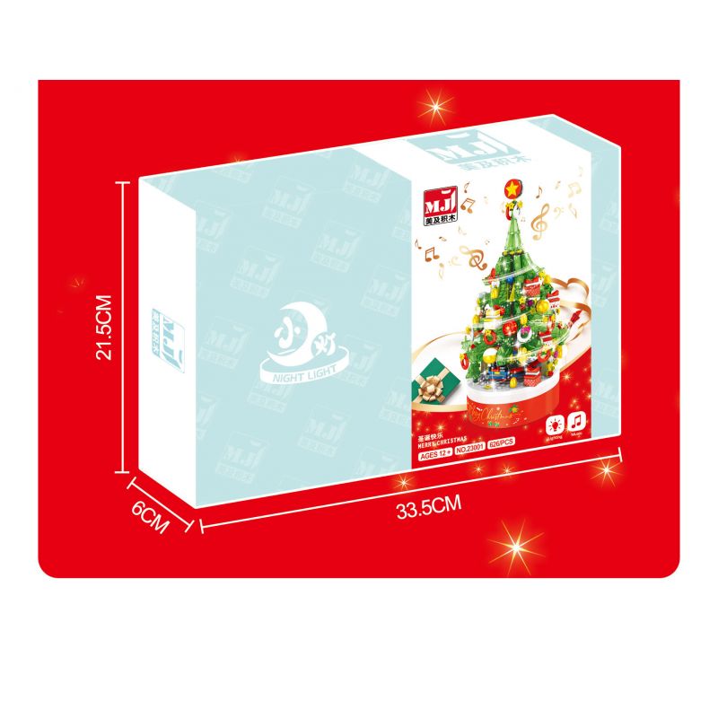 BEAUTY AND 23001 non  ĐÈN XOAY HỘP NHẠC CÂY THÔNG NOEL bộ đồ chơi xếp lắp ráp ghép mô hình Christmas Giáng Sinh 626 khối